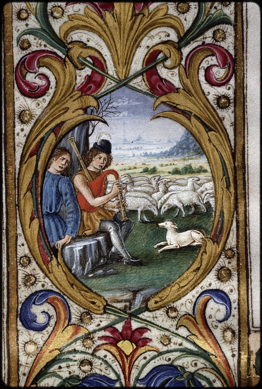 Missal de Thomas James: pormenor de um medalhão de margem: pastores. de Attavante degli Attavanti