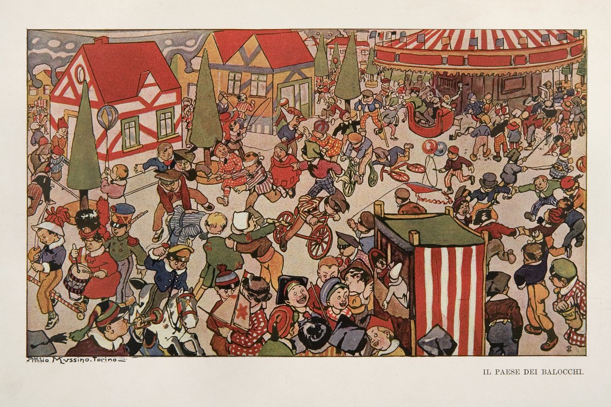 A Terra dos Brinquedos, ilustração de Pinóquio de Attilio Mussino