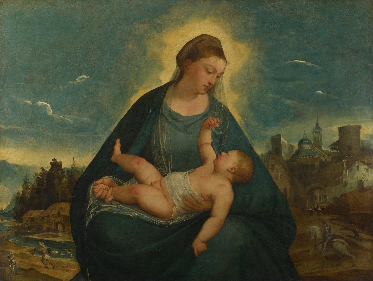 A madonna e a criança de Attributed to Bernardino da Asola