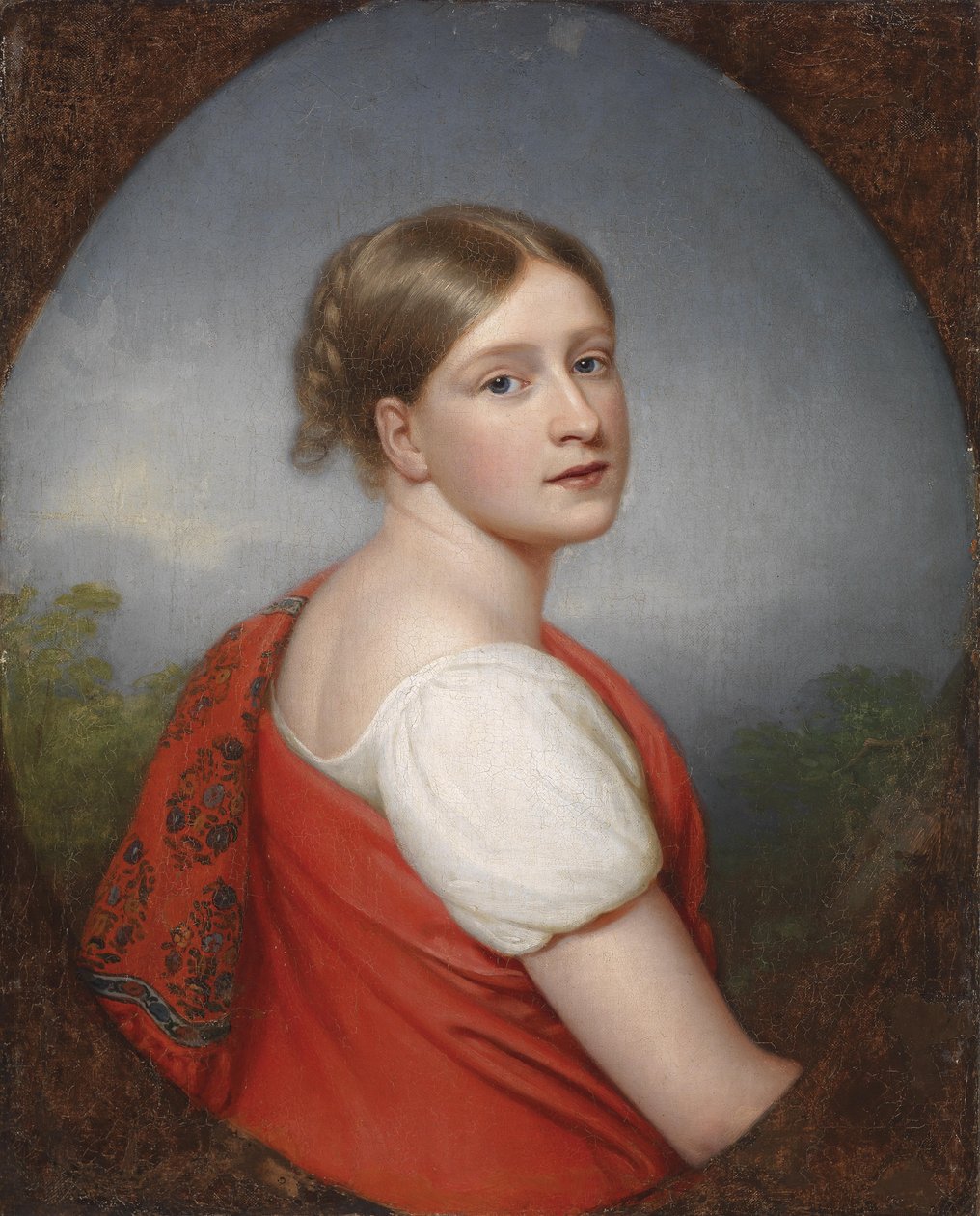 Retrato, de, um, senhora, frente, paisagem, fundo, ligado, a, costas, antigas, etiqueta, com, manuscrita, designação, franz gerhard von, Kügelgen, assim como, antigas, etiqueta, em, russo de Franz Gerhard von Kugelgen