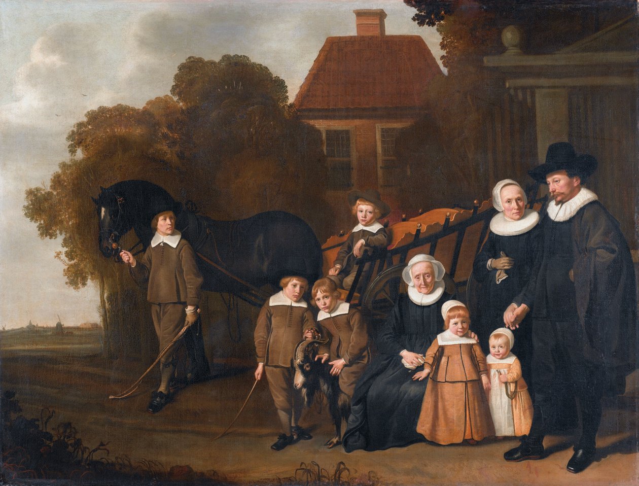 Retrato da família Meebeeck Cruywagen perto do portão da sua casa de campo na Uitweg perto de Amesterdão de Jacob van Loo  