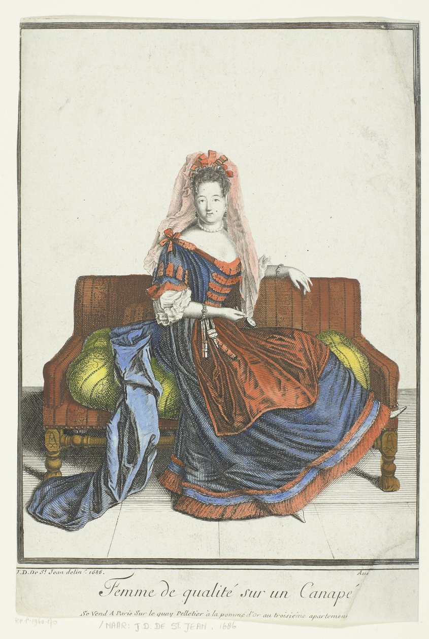 Mulher de qualidade em um sofá (título no objeto) de Aubert and Cie. (possibly)