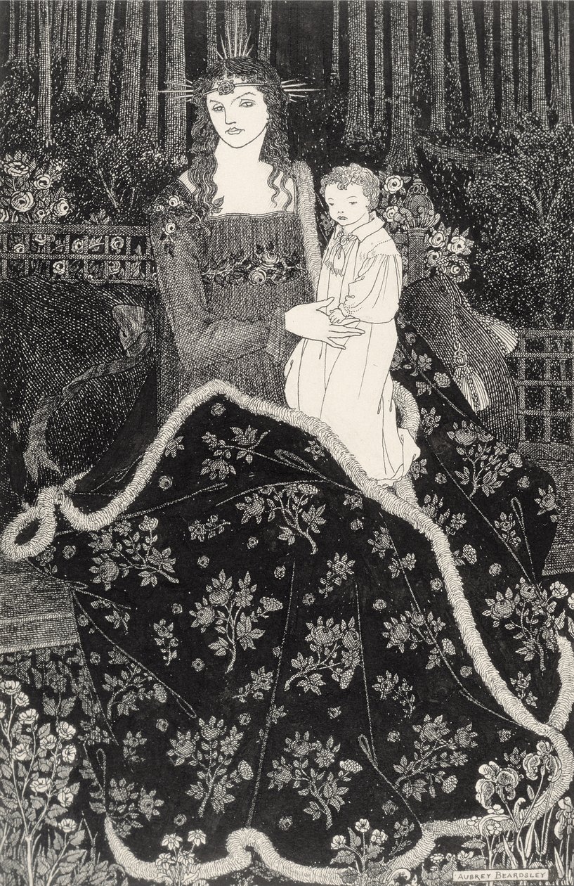 Um grande cartão de Natal, 1895 (impressão de bloco de linha) de Aubrey Beardsley