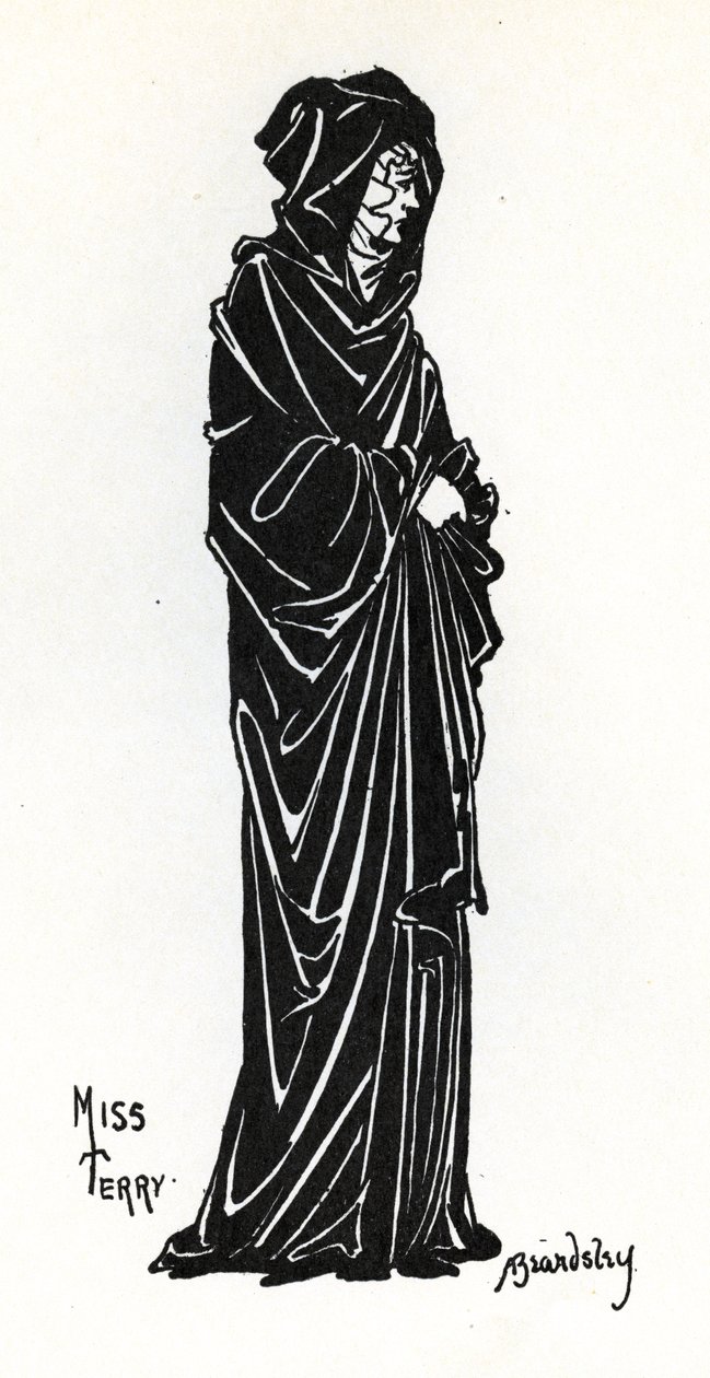 Ellen Terry como Rosamund de Clifford em uma produção no Lyceum Theatre, em Londres, do drama poético &39;Becket&39; de Tennyson, 1893 de Aubrey Beardsley