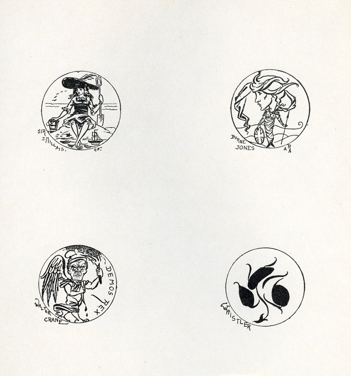 Quatro projetos para novas moedas, 1893 de Aubrey Beardsley