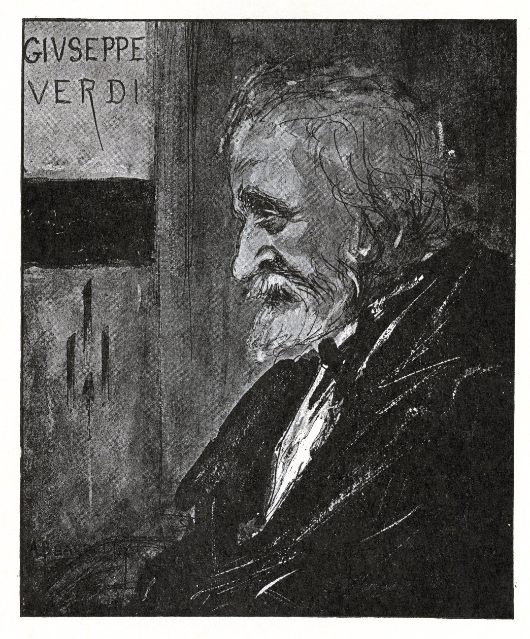 Giuseppe Verdi, 1893 (tinta e lavagem) de Aubrey Beardsley