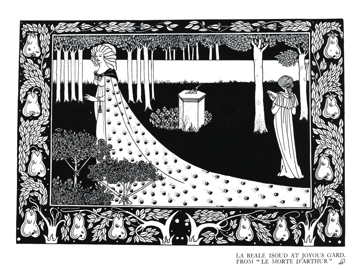 O Beale Isoud em Joyous Gard, ilustração "dos mortos de Arthur", bar. 1894 de Aubrey Beardsley