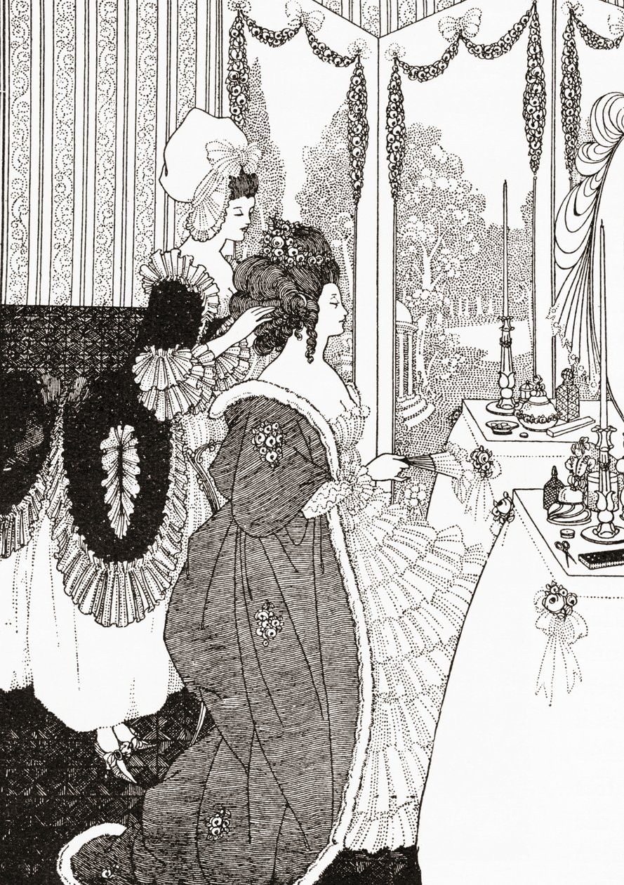 A Toilet depois da Aubrey Beardsley. Da Illustrierte Sittengeschichte vom Mittelalter bis zur Gegenwart de Eduard Fuchs, publicado em 1909. de Aubrey (after) Beardsley