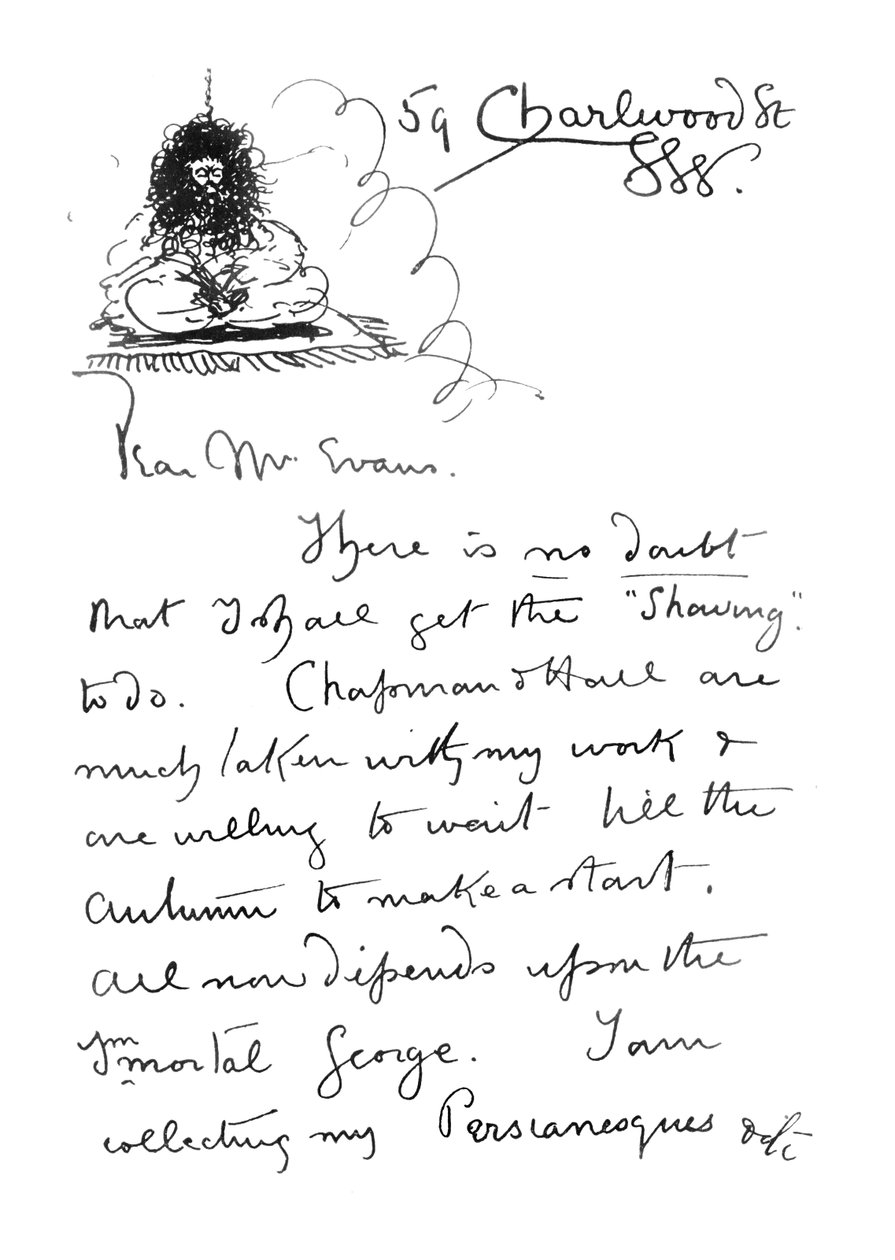 1ª página da carta de autógrafos para Frederick Evans, c.1893 de Aubrey Beardsley