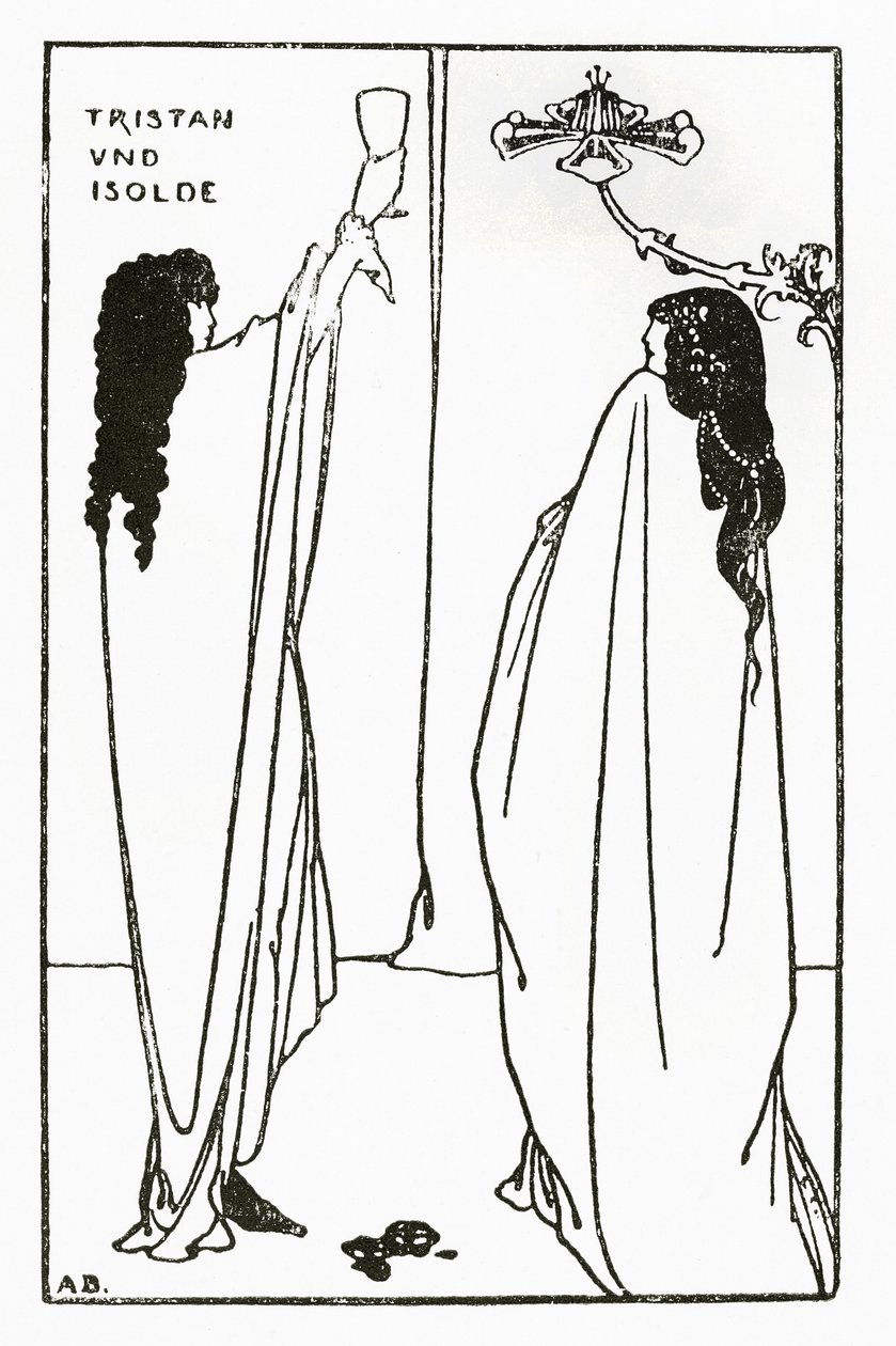 Uma repetição de Tristão e Isolda, ilustração de "The Savoy", 1896 de Aubrey Beardsley