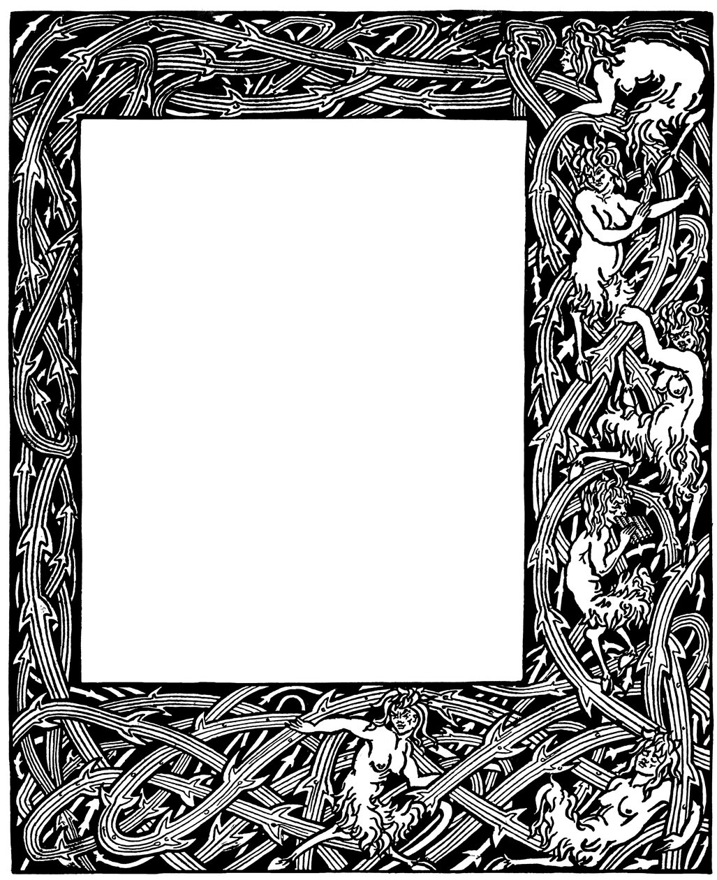 Border Design para &39;Le Morte d&39;Arthur&39; de Sir Thomas Malory, 1893-4 (caneta e tinta preta) de Aubrey Beardsley