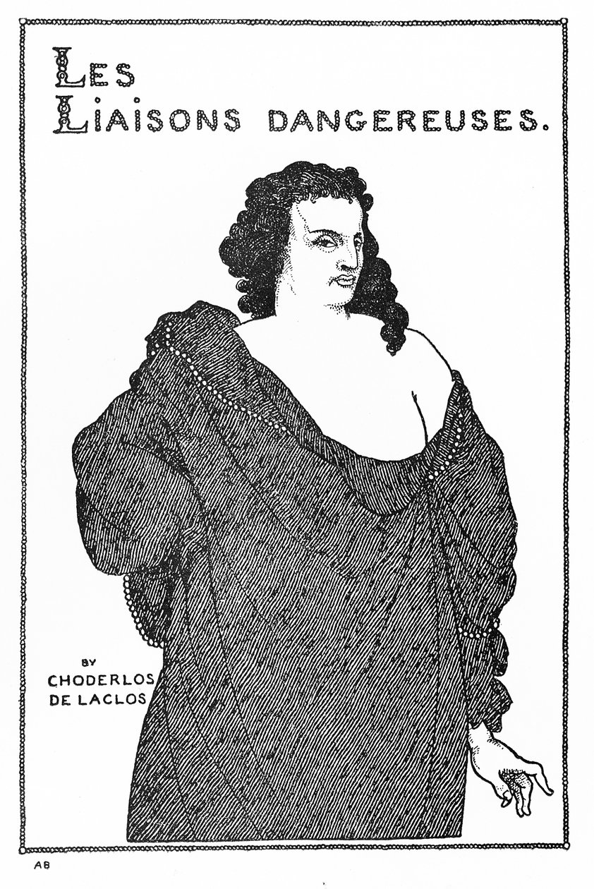 Conde Valmont, frontispício de &39;Dangerous Liasons&39; de Pierre Cholderlos de Laclos, 1896 de Aubrey Beardsley