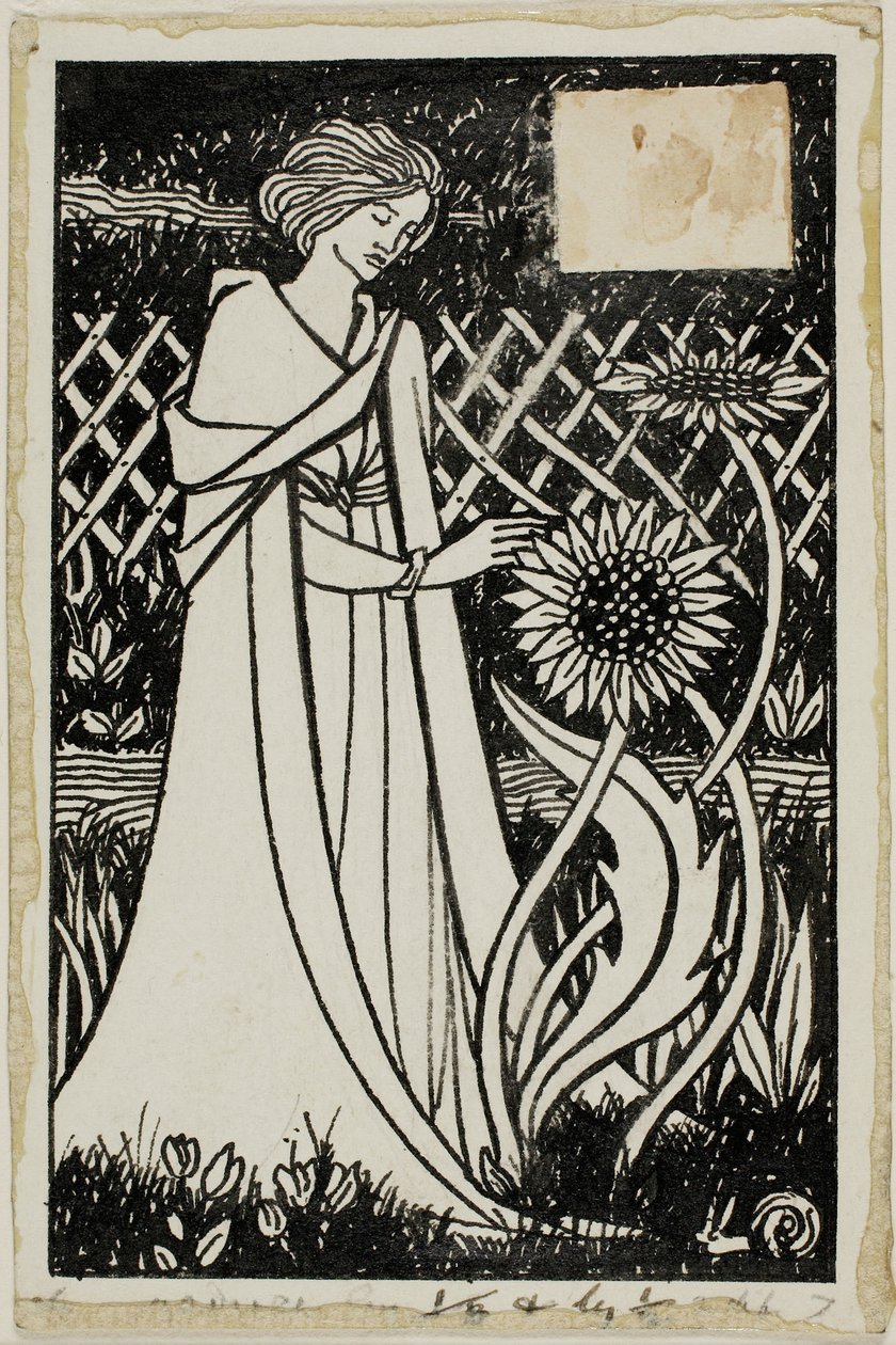 Estudo Decorativo: Mulher com Girassóis de Aubrey Beardsley