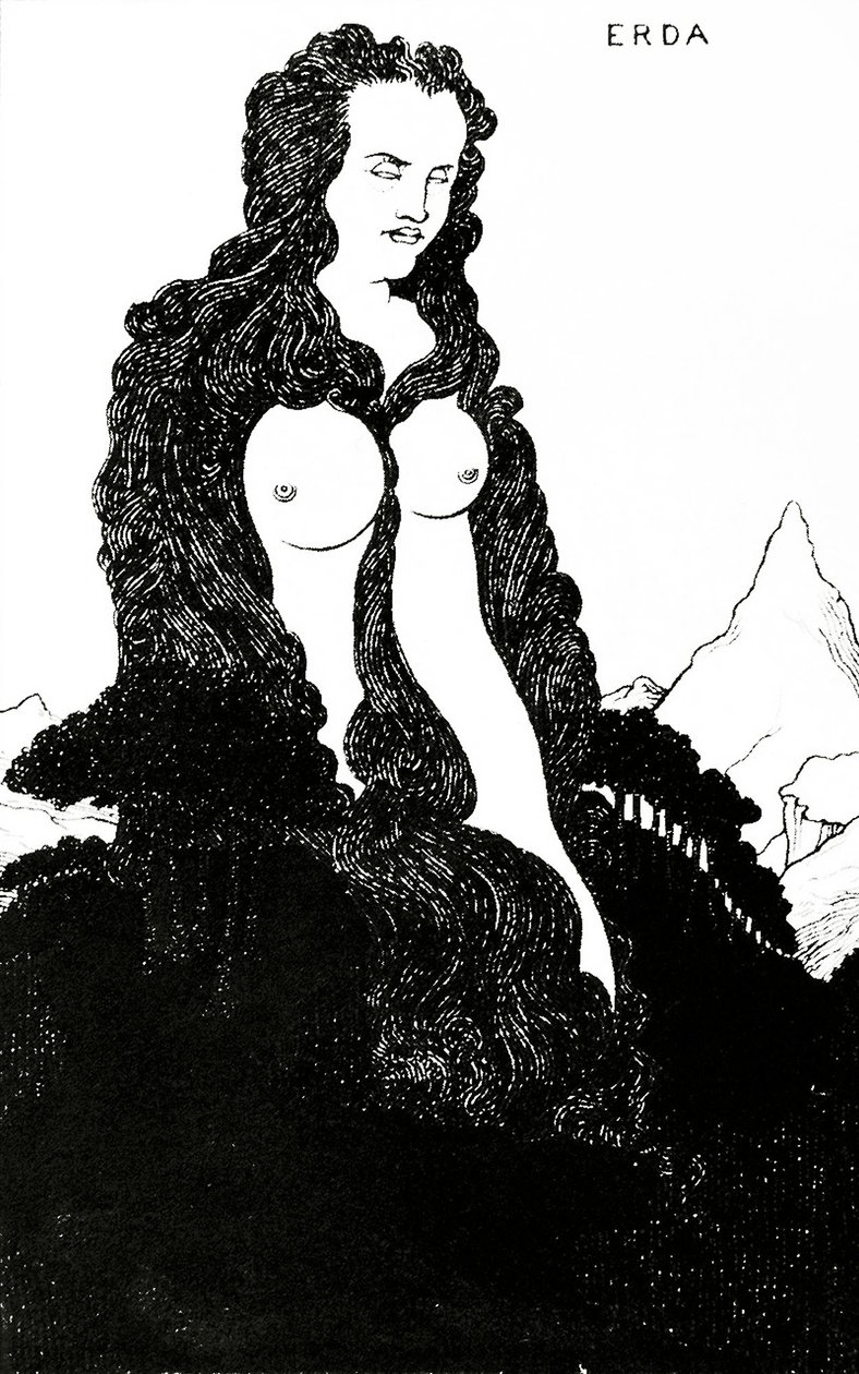Erda, ilustração para &39;Das Rheingold&39; 1896 de Aubrey Beardsley