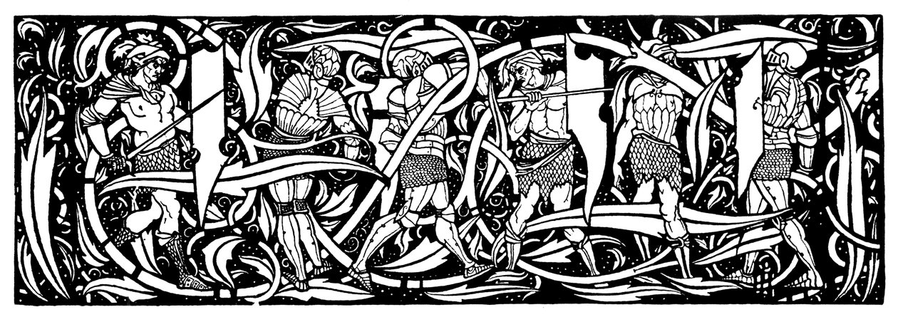 Headpiece, uma ilustração de "Le Morte d&39;Arthur", de Sir Thomas Malory, 1893-94 de Aubrey Beardsley