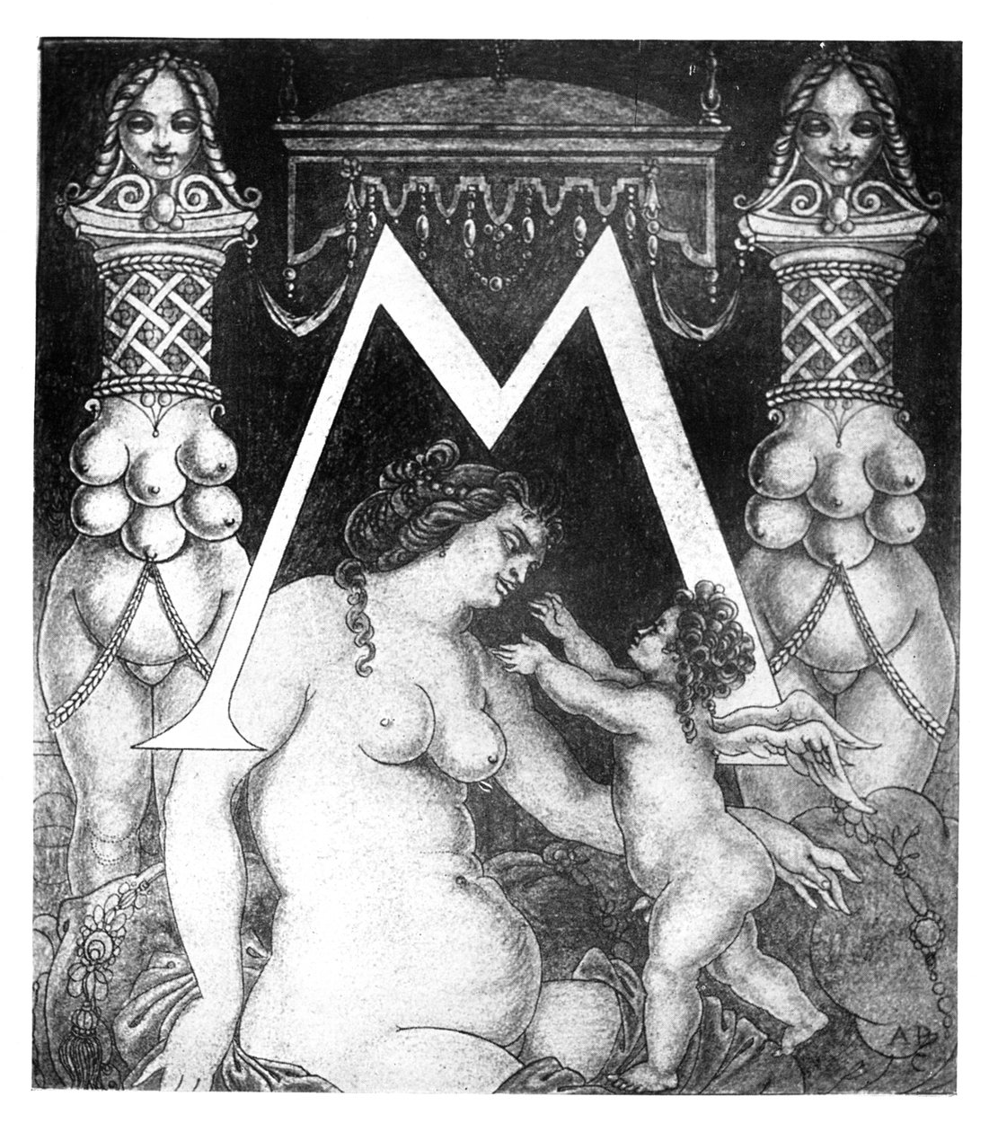 Letra inicial &39;M&39; para Volpone, 1898 de Aubrey Beardsley