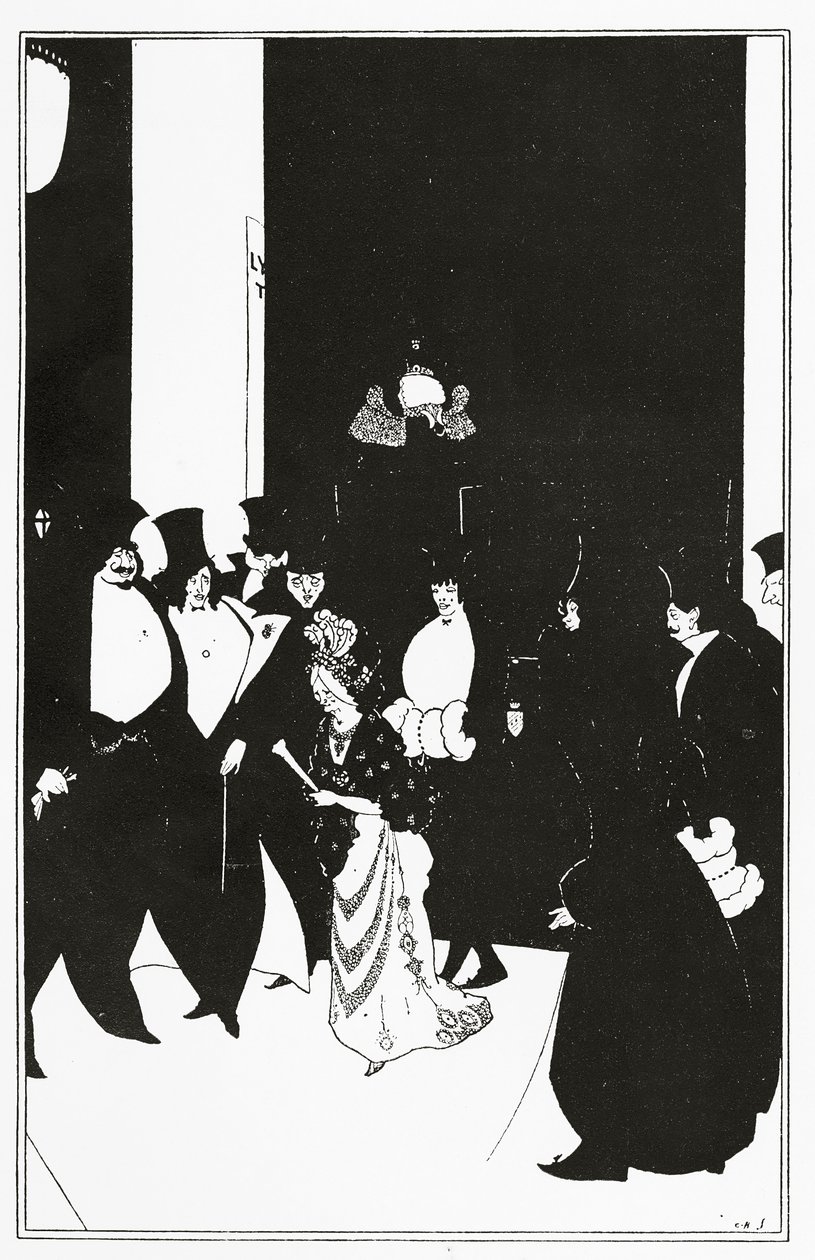 Acompanhante de Lady Gold, ilustração de "The Yellow Book", 1894 de Aubrey Beardsley