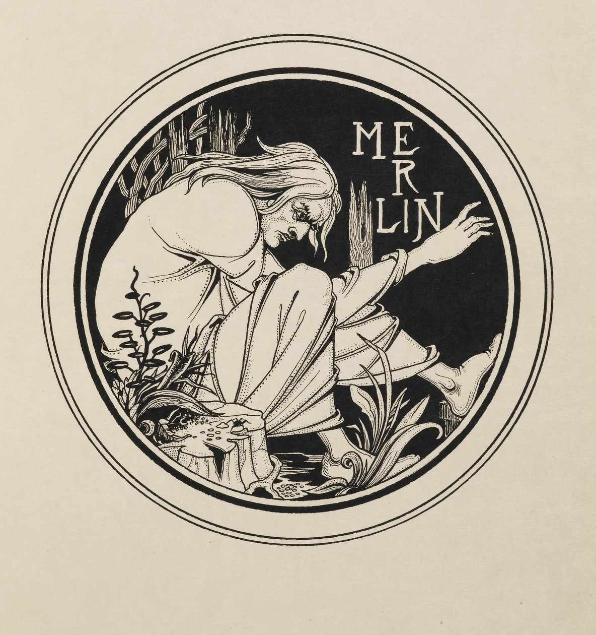 Merlin a partir de um livro de cinquenta desenhos de Aubrey Beardsley