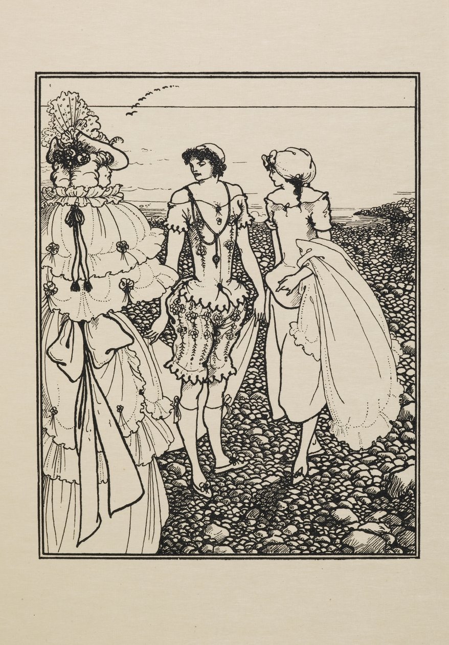 Na praia de Dieppe (os banhistas), de um livro de cinquenta desenhos de Aubrey Beardsley
