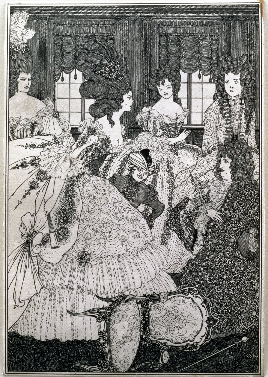 &39;The Battle of the Beaux and the Belles&39;, desenho para a oitava ilustração do pub &39;Rape of the Lock&39;, de Alexander Pope (1688-1744). por Leonard Smithers de Aubrey Beardsley