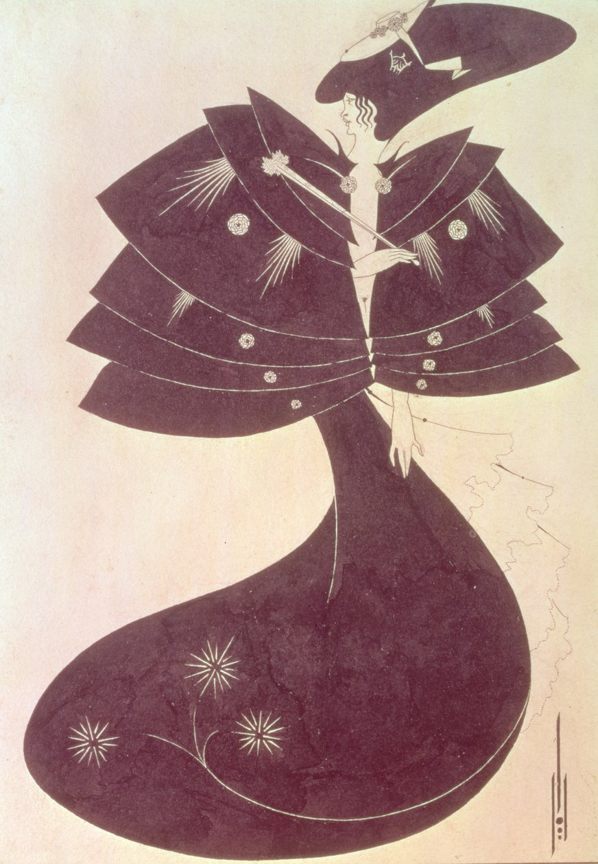 The Black Cape, ilustração para a edição em inglês da peça de Oscar Wilde &39;Salome&39;, 1894 (caneta e tinta) de Aubrey Beardsley