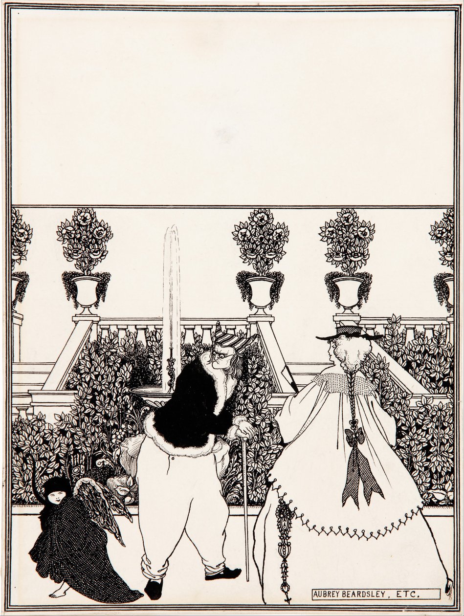 A expulsão de Cupido do jardim, desenho preparatório para o projecto de capa de «The Savoy», n.º 3, julho de 1896 de Aubrey Beardsley