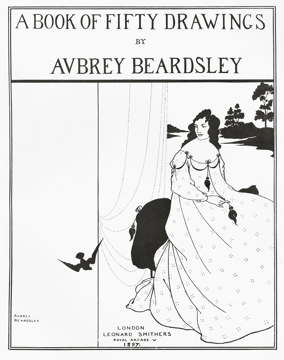 Página de título de &39;Um livro de cinquenta desenhos&39;, 1897 de Aubrey Beardsley