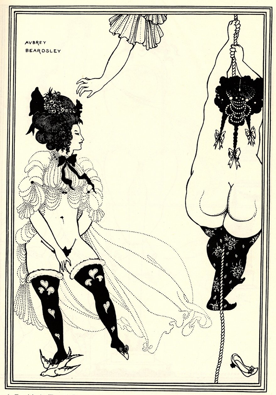 Duas mulheres atenienses em perigo. Ilustração para a Lisistrata de Aristófanes, 1896 de Aubrey Beardsley