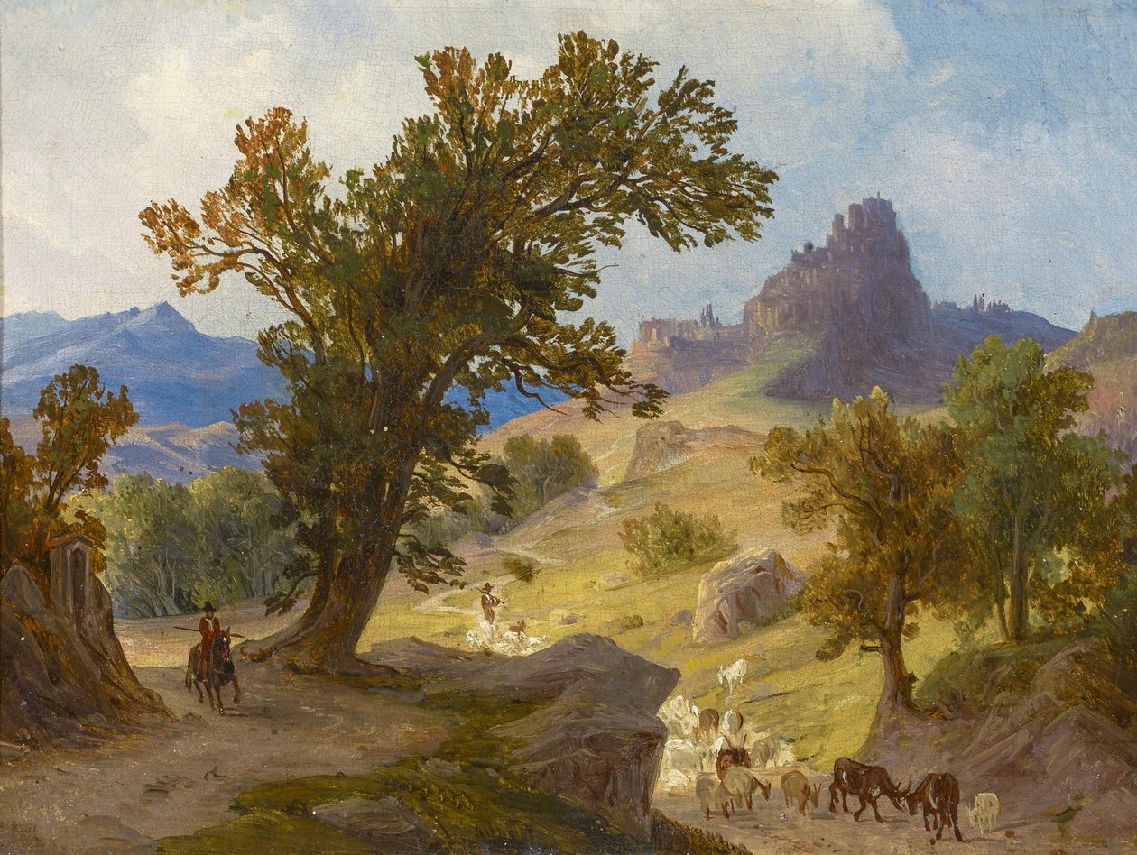 Pastores abaixo Cervara em Lazio de August Ahlborn