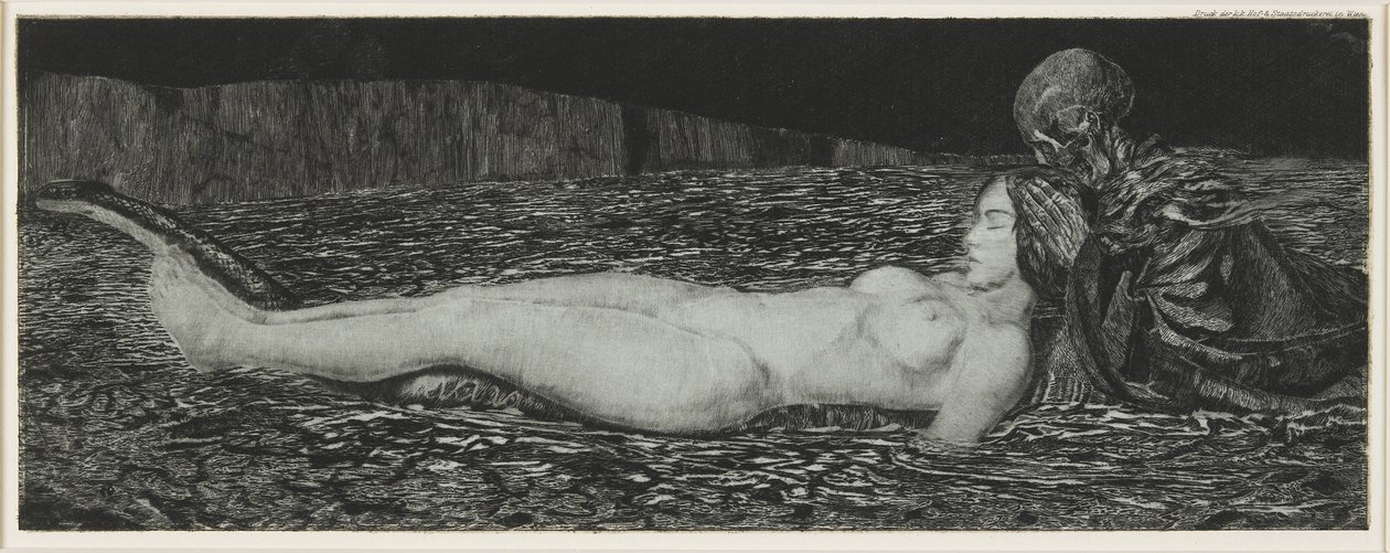Uma mulher morta, da série Death and the Maiden, 1907 de August Bromse