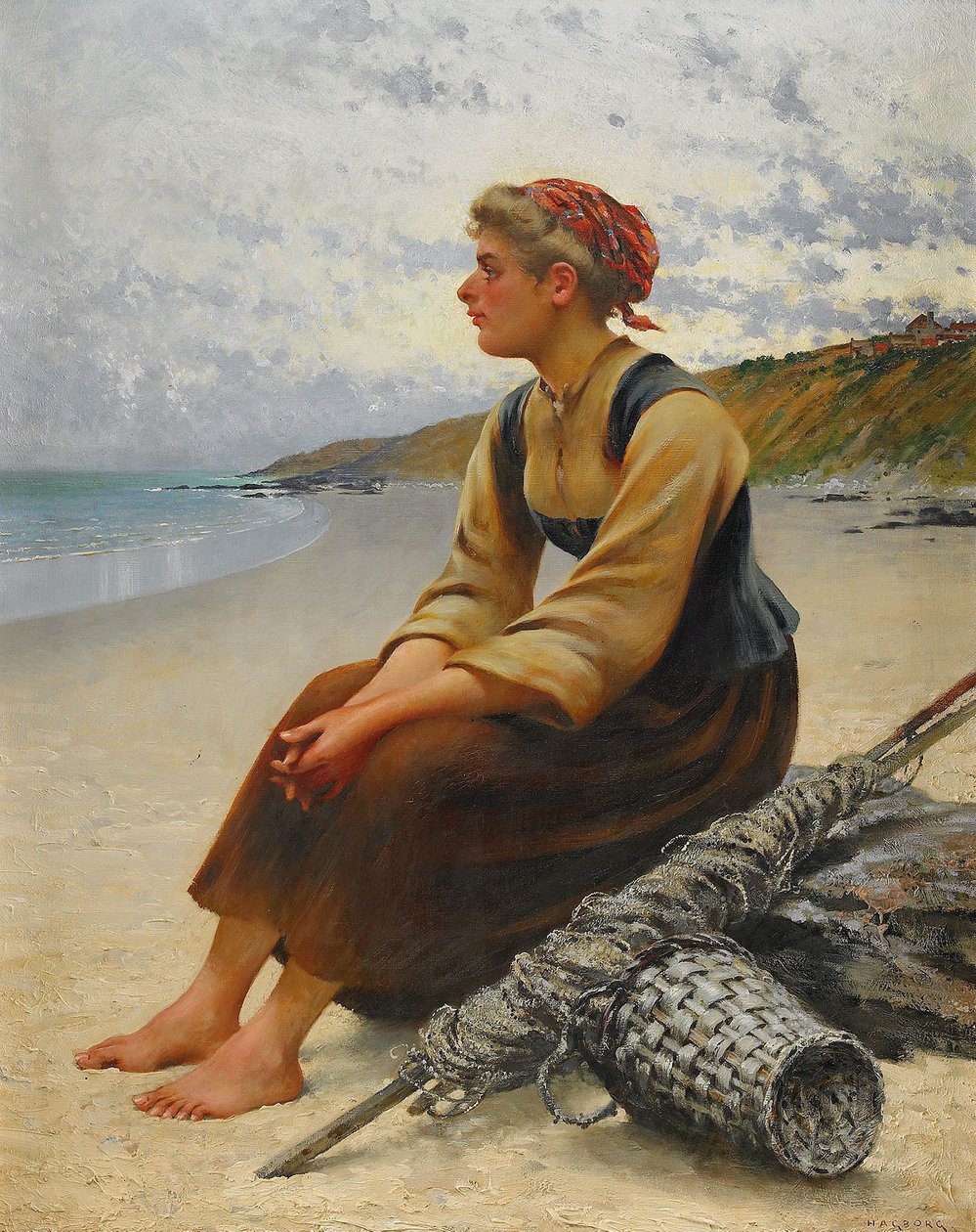 Caçadores de ostras na praia de August Hagborg
