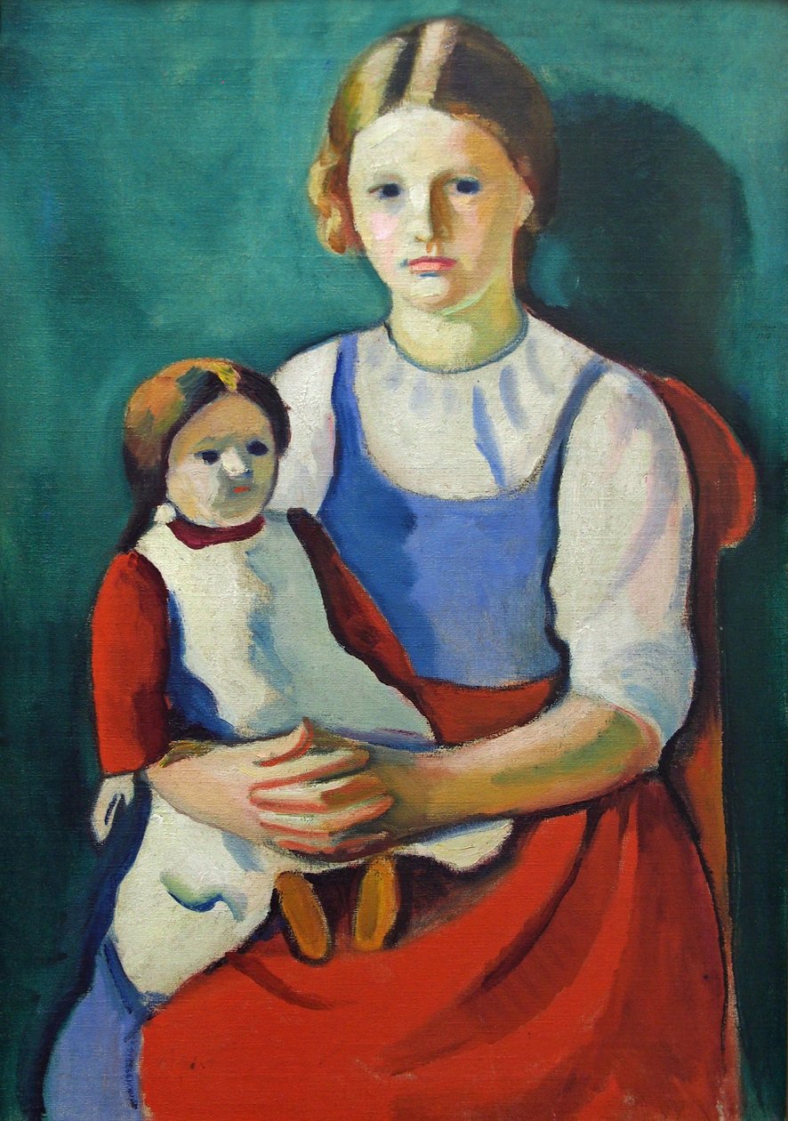 Menina loira com boneca de August Macke