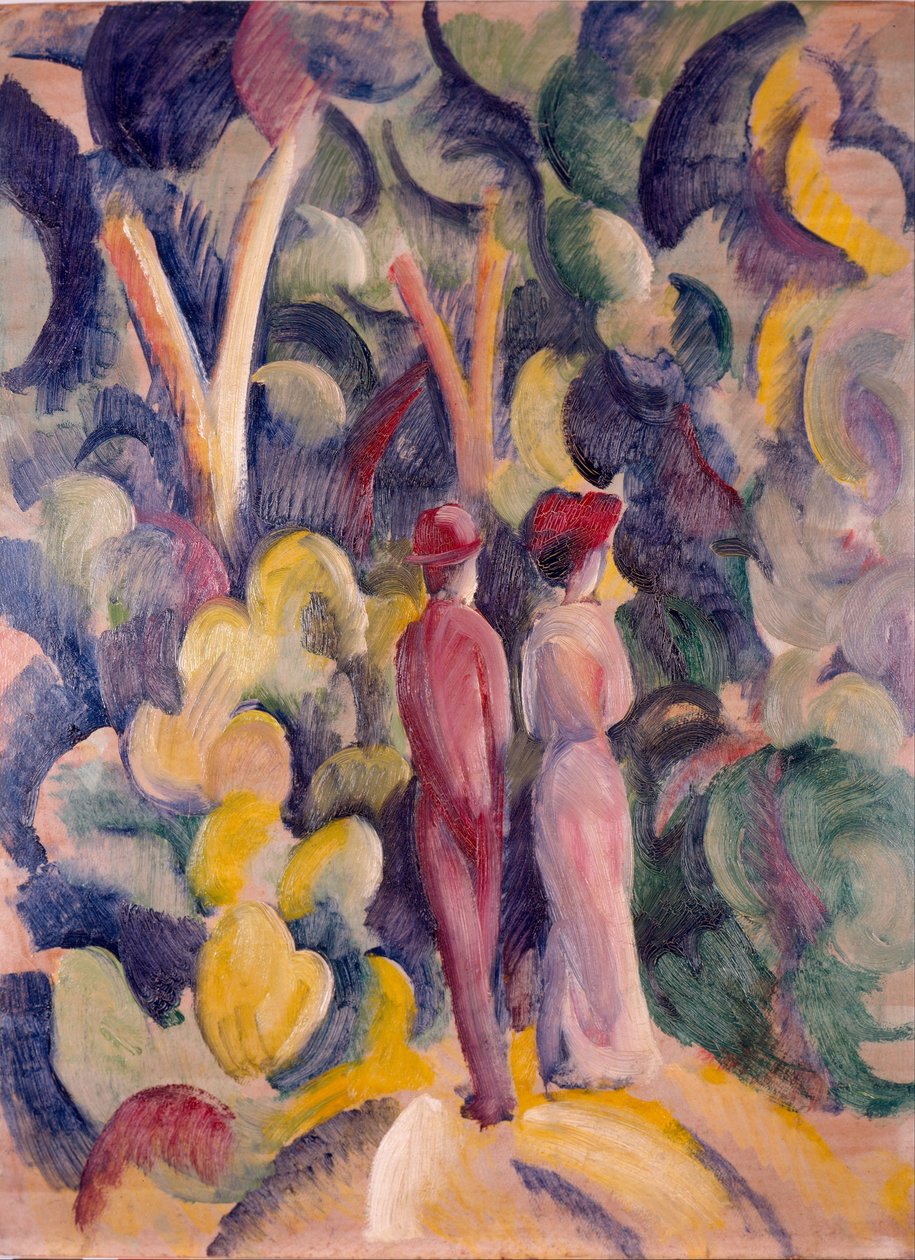 Casal no caminho da floresta de August Macke