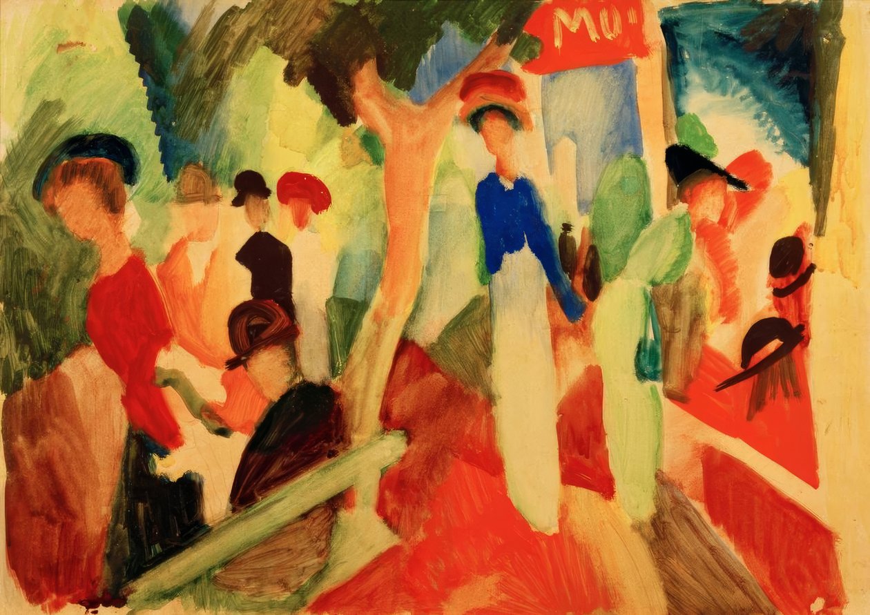 Loja de chapéus no passeio de August Macke