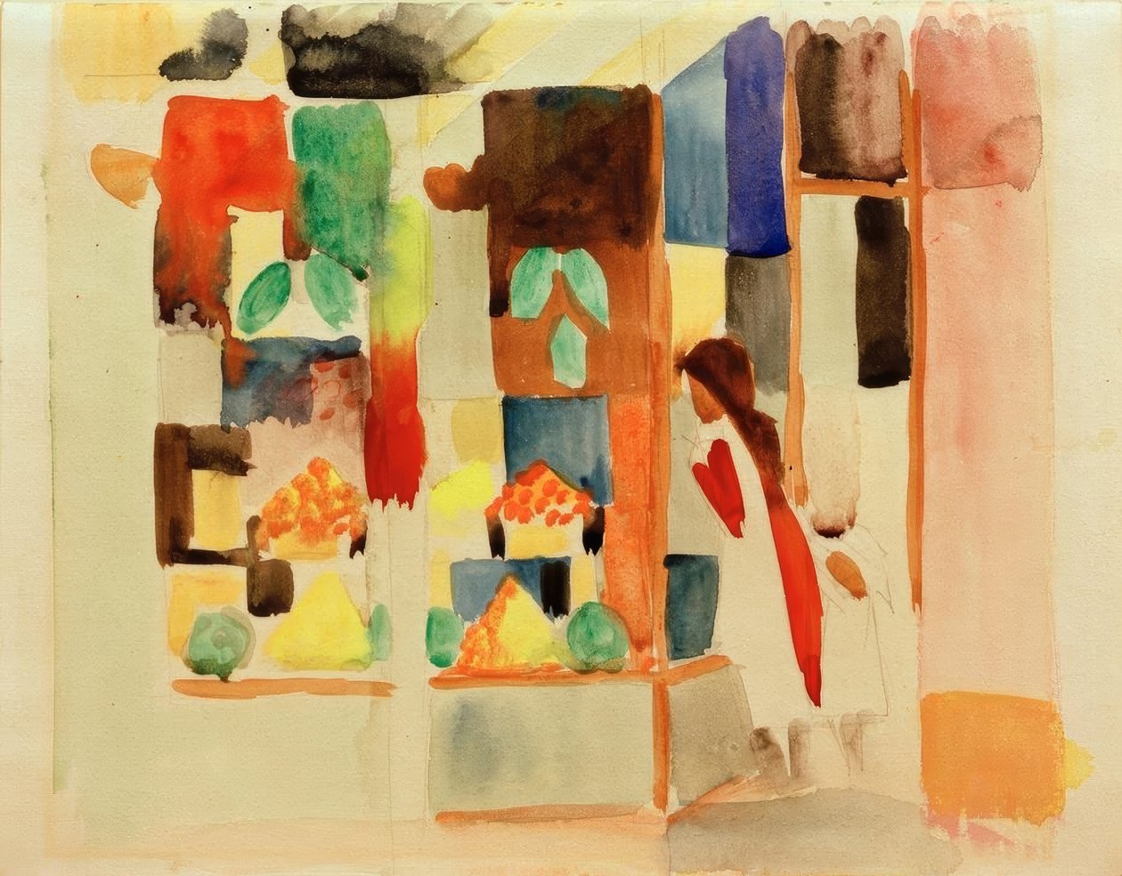 Crianças na loja de vegetais I de August Macke