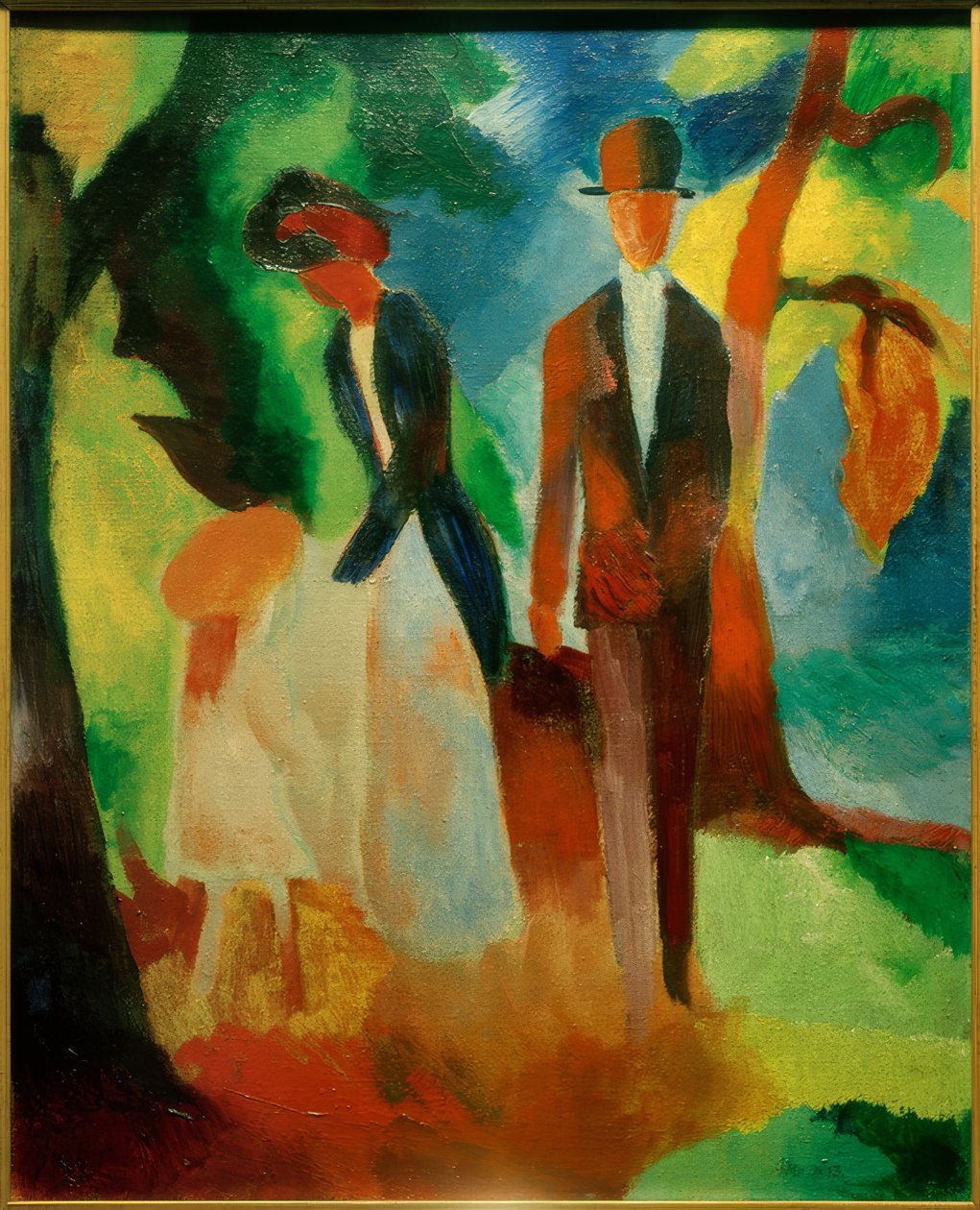 Pessoas no lago azul de August Macke