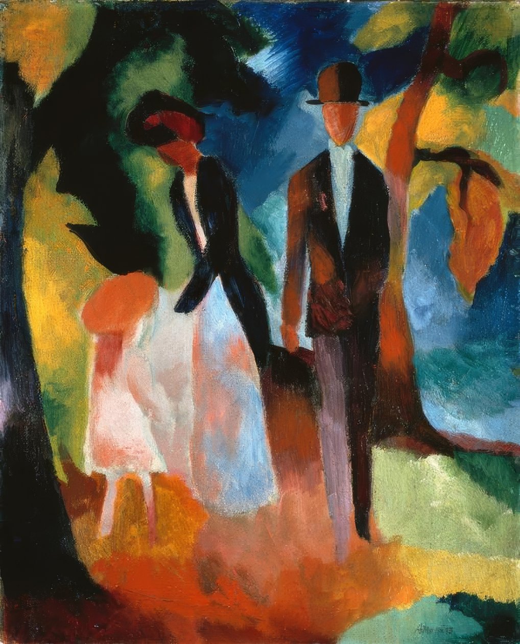 Pessoas no lago azul de August Macke