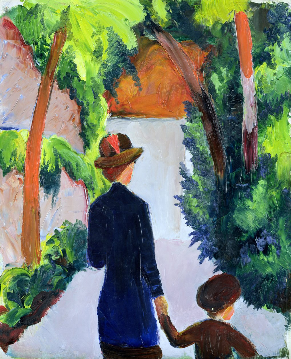 Mãe e filho no parque, 1914 de August Macke