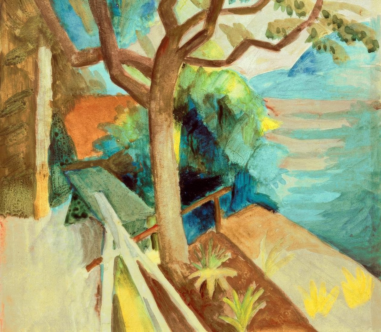 Após o pôr do sol no lago de August Macke
