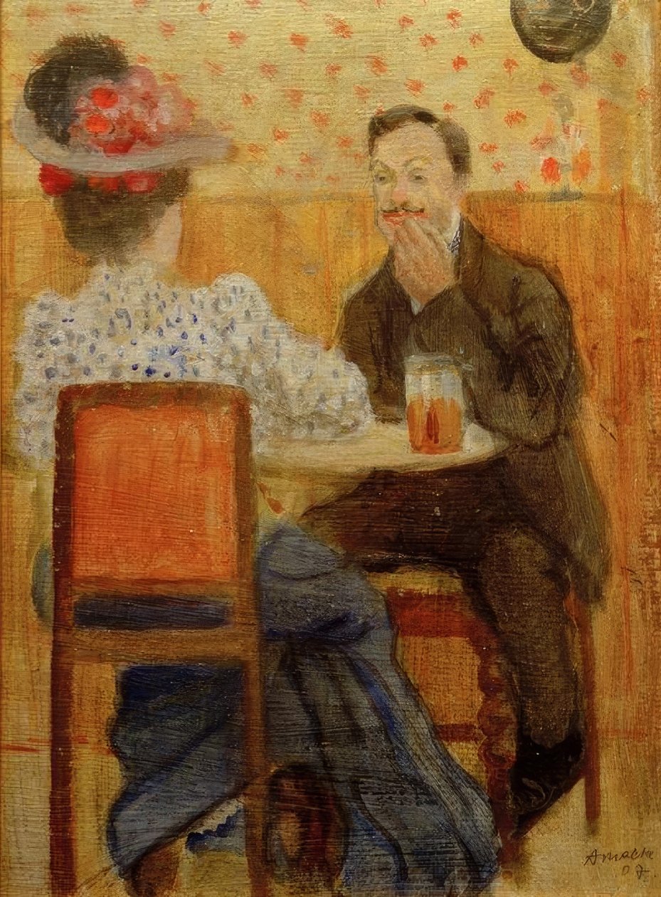Casal na mesa de cerveja de August Macke