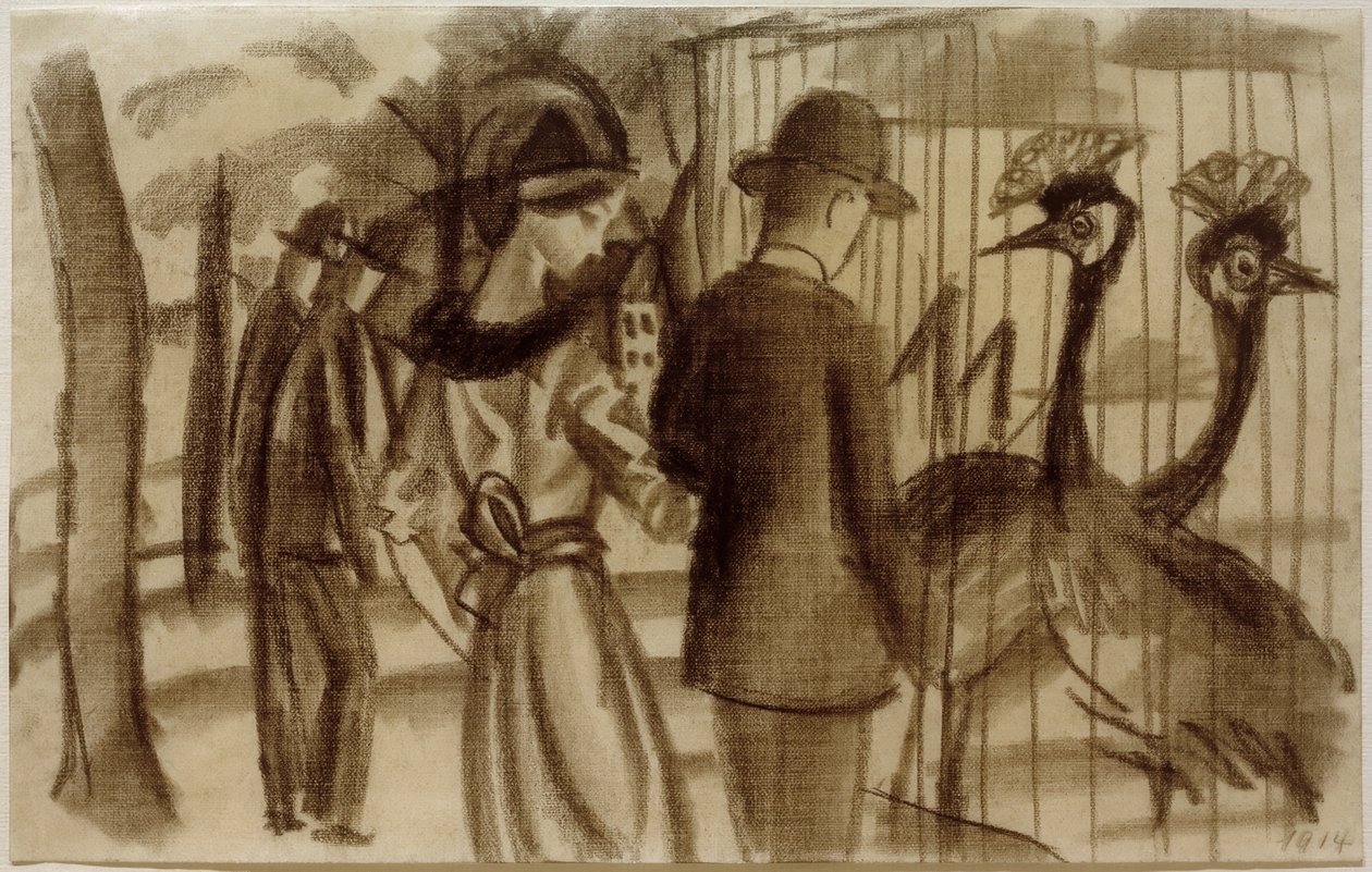Casal com os guindastes coroados de August Macke