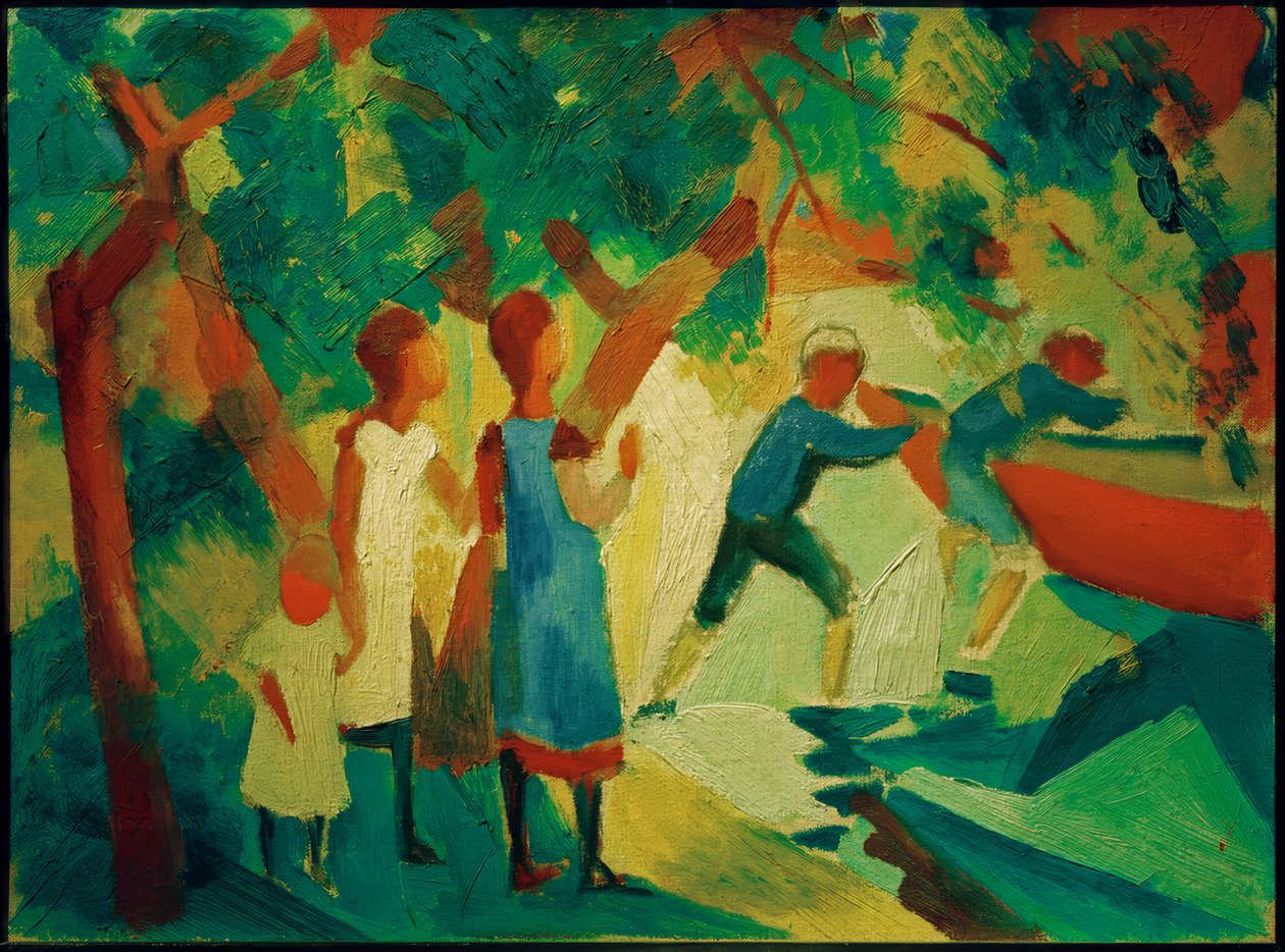 Crianças brincando na água de August Macke