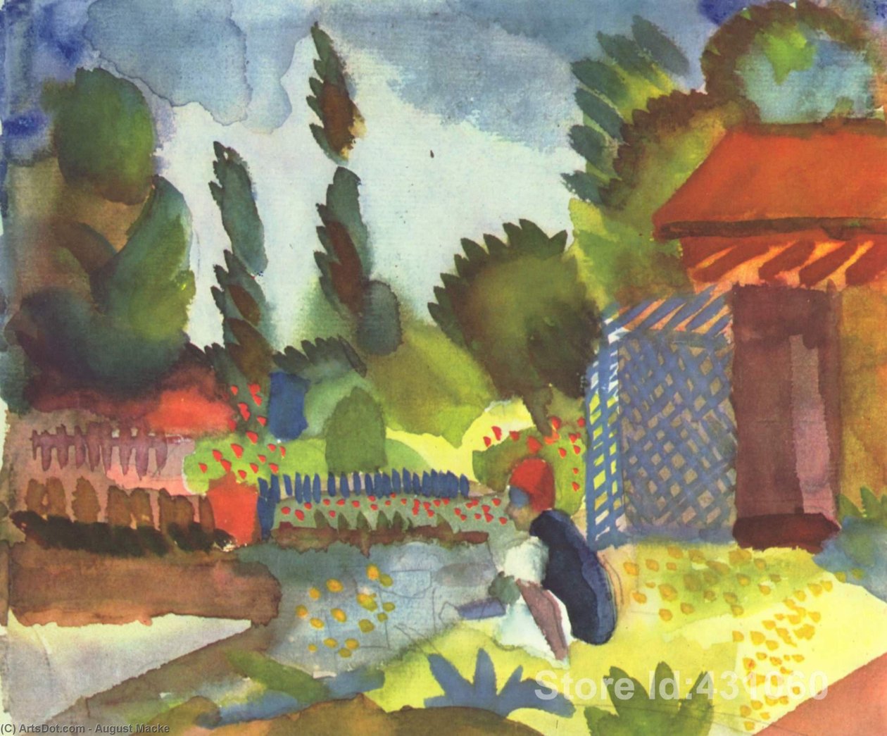 Paisagem de Tunis com árabes sedentários de August Macke