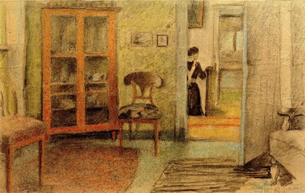 Nossa sala de estar com vista para o corredor de August Macke