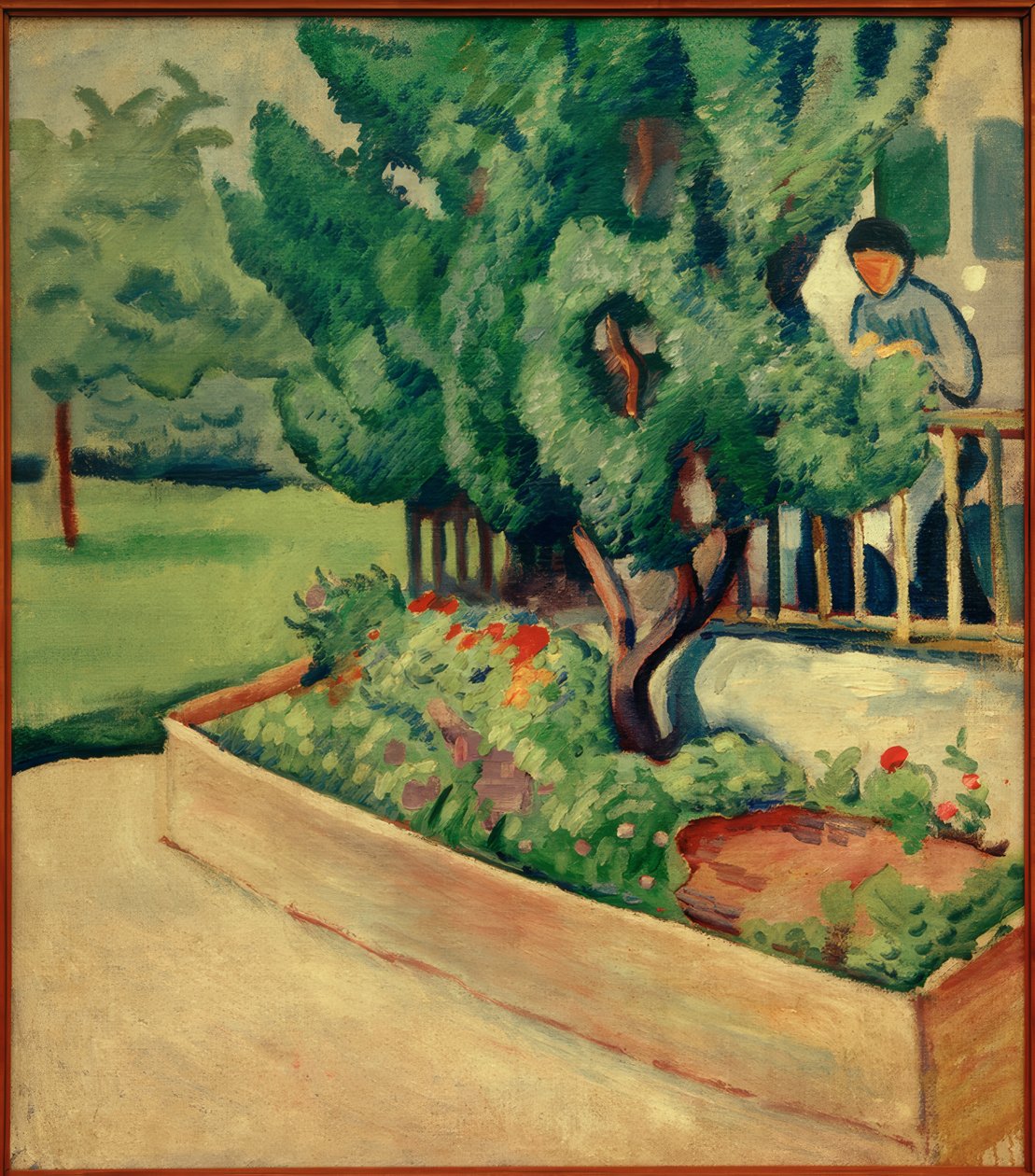 Na frente da casa em Tegernsee eu de August Macke