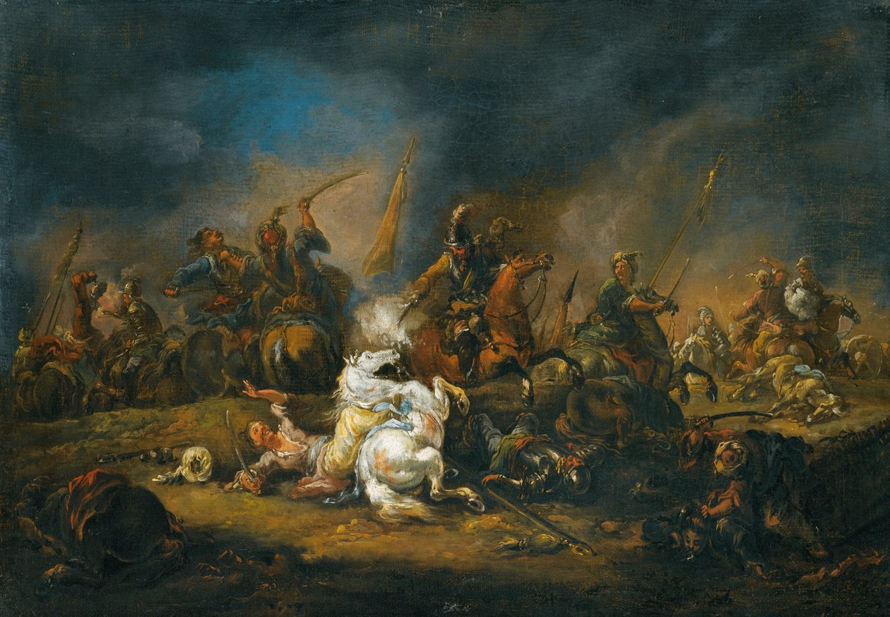 Batalha de cavalaria entre turcos e cristãos de August Querfurt