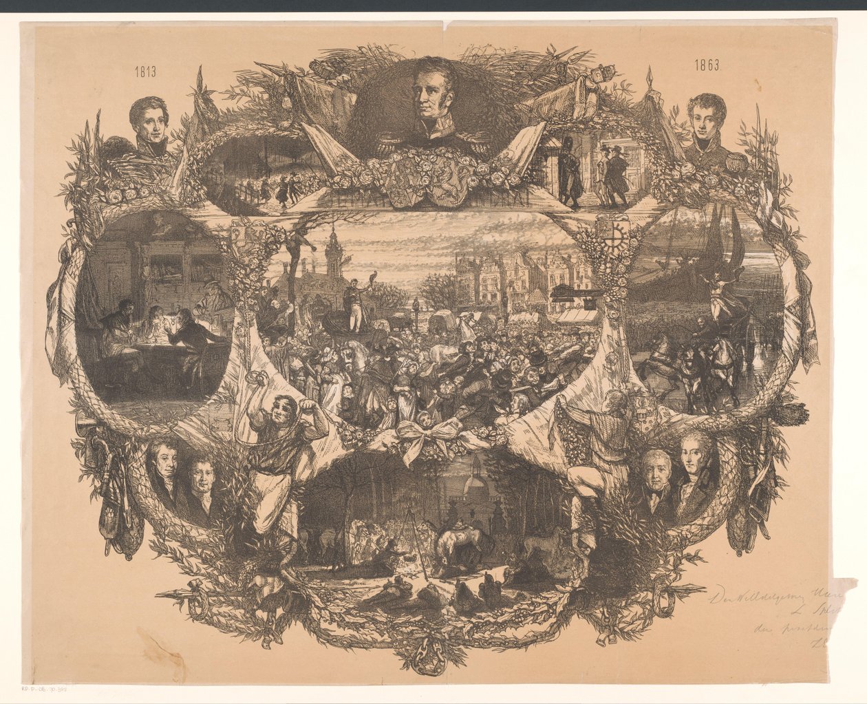 Placa comemorativa nas celebrações de Novembro em 1863 de August Allebe