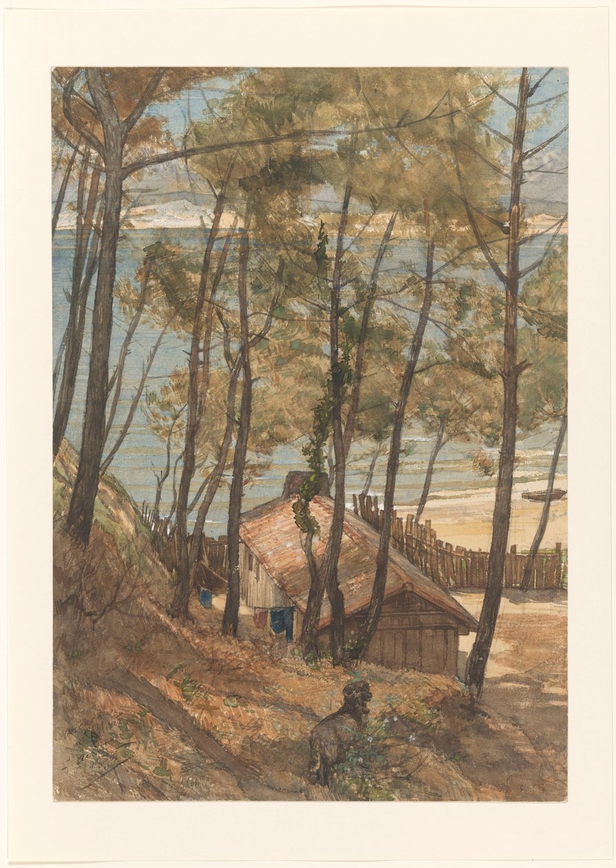 Vista de uma colina de uma casa de campo no Golfo de Arcachon de August Allebe