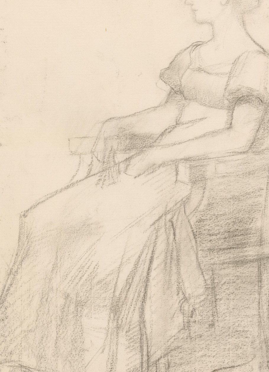 Retrato e uma mulher sentada em uma cadeira de August Allebe
