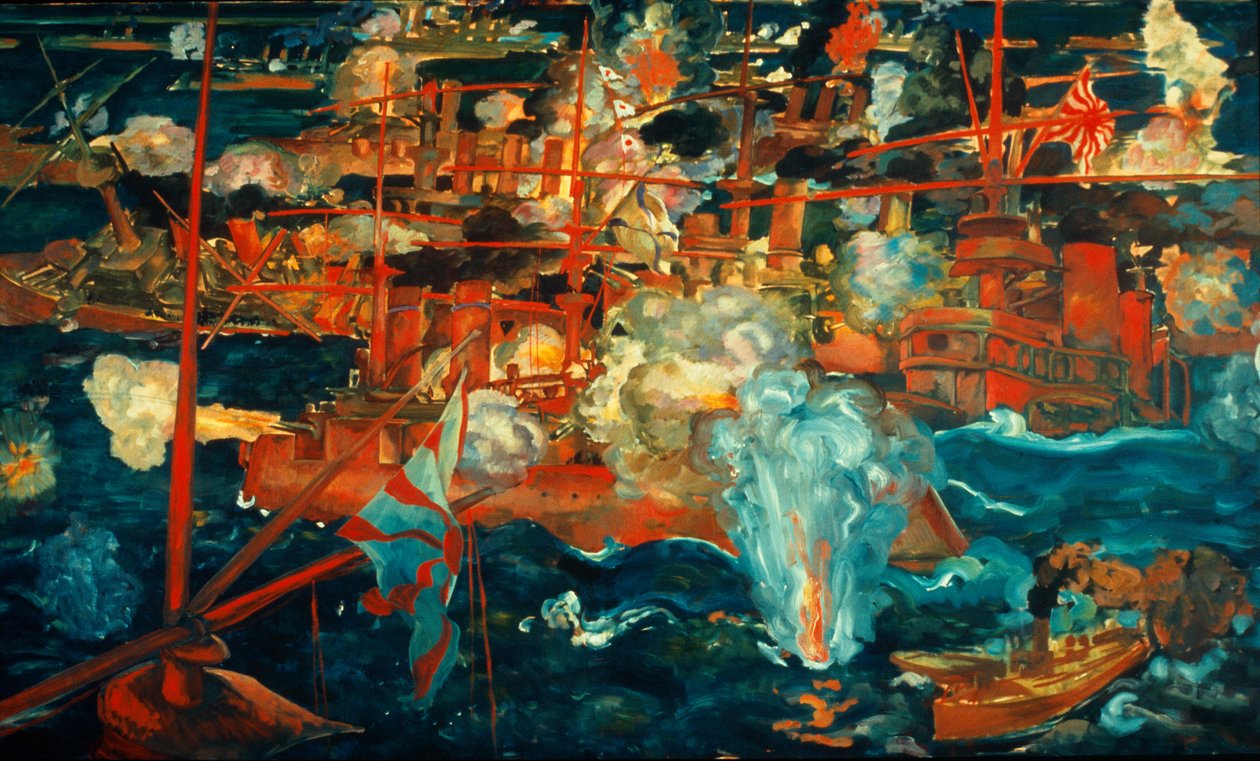 Batalha naval russo-japonesa, c. 1918 de August Deusser
